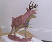 A clay and wax model of a deer